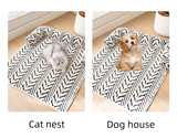 Black Plush Pet Bed Mat - 60 x 80 cm Polyester Fibre - Thickened Soft Cushion, Scratch Resistant Surface, Non Slip Base for Cats and Dogs