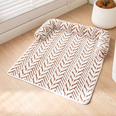Brown Plush Pet Bed Mat - 60 x 80 cm Polyester Fibre - Thickened Soft Cushion, Scratch Resistant Surface, Non Slip Base for Cats and Dogs In Australia - Darrahopens