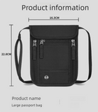 Black RFID Neck Passport Holder - 16.3 x 22.8 cm Lightweight Nylon and Polyester Crossbody Travel Wallet and Document Organiser for Phone, Cards, Cash and Tickets In Australia - Darrahopens