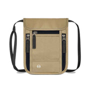 Khaki RFID Neck Passport Holder - 16.3 x 22.8 cm Lightweight Nylon and Polyester Crossbody Travel Wallet and Document Organiser for Phone, Cards, Cash and Tickets In Australia - Darrahopens