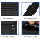 Black and Grey RFID Neck Passport Holder - 16.3 x 22.8 cm Lightweight Nylon and Polyester Crossbody Travel Wallet and Document Organiser for Phone, Cards, Cash and Tickets In Australia - Darrahopens