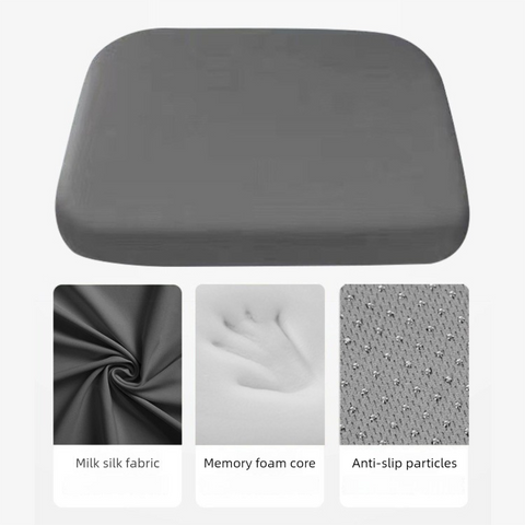 Dark Grey Memory Foam Seat Cushion - 45 x 45 x 4.5 cm Polyester Cover, Removable Washable Cover, Portable Office Chair, Student, Dining Chair and Car Seat Pad