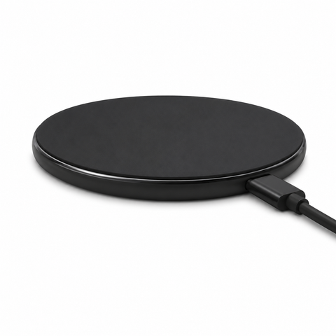 Black 15W Qi Wireless Phone Charger - Compact Cable Free Charging for Qi Enabled Smartphones, Easy Everyday Use at Home, in the Office or While Travelling