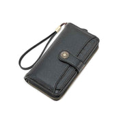 Black Women's Long Zipper Wallet with Wristlet – Multi-Card Slots, Phone Compartment & Coin Pocket (200g) In Australia - Darrahopens