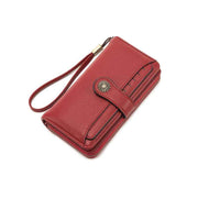 Dark Red Women's Long Zipper Wallet with Wristlet – Multi-Card Slots, Phone Compartment & Coin Pocket (200g) In Australia - Darrahopens