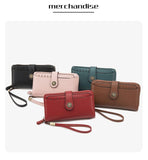 Blue Women's Long Zipper Wallet with Wristlet – Multi-Card Slots, Phone Compartment & Coin Pocket (200g)