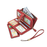 Pink Women's Long Zipper Wallet with Wristlet – Multi-Card Slots, Phone Compartment & Coin Pocket (200g)