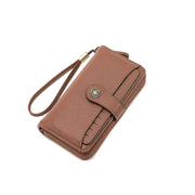 Brown Women's Long Zipper Wallet with Wristlet – Multi-Card Slots, Phone Compartment & Coin Pocket (200g) In Australia - Darrahopens