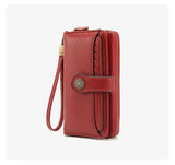 Brown Women's Long Zipper Wallet with Wristlet – Multi-Card Slots, Phone Compartment & Coin Pocket (200g)