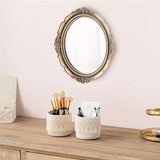 Beige Boho Cotton Rope Tassel Storage Baskets – Set of 2 Round Woven Organizers for Makeup Brushes & Desktop Essentials (12cm Diameter)