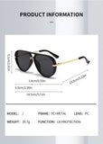 Grey Retro Aviator Sunglasses with UV Protection – Oversized PC + Metal Frame, Includes Black Case In Australia - Darrahopens