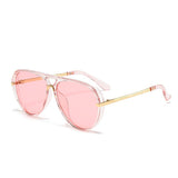 Light Pink Retro Aviator Sunglasses with UV Protection – Oversized PC + Metal Frame, Includes Black Case In Australia - Darrahopens