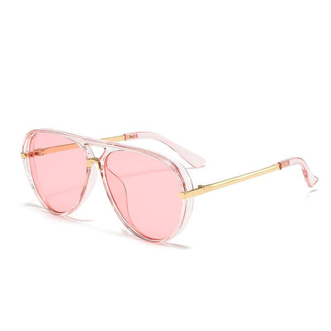 Light Pink Retro Aviator Sunglasses with UV Protection – Oversized PC + Metal Frame, Includes Black Case In Australia - Darrahopens