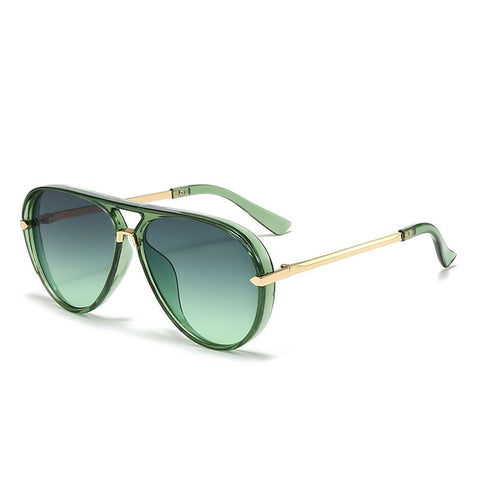 Green Retro Aviator Sunglasses with UV Protection – Oversized PC + Metal Frame, Includes Black Case In Australia - Darrahopens