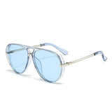 Blue Retro Aviator Sunglasses with UV Protection – Oversized PC + Metal Frame, Includes Black Case In Australia - Darrahopens
