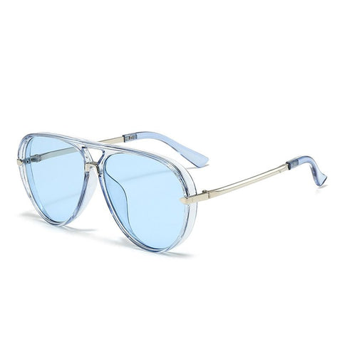 Blue Retro Aviator Sunglasses with UV Protection – Oversized PC + Metal Frame, Includes Black Case In Australia - Darrahopens