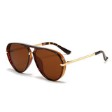 Brown Retro Aviator Sunglasses with UV Protection – Oversized PC + Metal Frame, Includes Black Case In Australia - Darrahopens