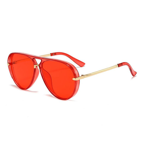 Red Retro Aviator Sunglasses with UV Protection – Oversized PC + Metal Frame, Includes Black Case In Australia - Darrahopens