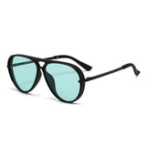 Blck and Blue Retro Aviator Sunglasses with UV Protection – Oversized PC + Metal Frame, Includes Black Case In Australia - Darrahopens