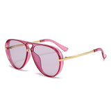 Pink Retro Aviator Sunglasses with UV Protection – Oversized PC + Metal Frame, Includes Black Case In Australia - Darrahopens
