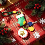 4-piece set Christmas theme Shaped PU Leather Keychains – Cute Holiday Bag Ornaments and Car Decorations