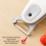 2 Pcs (White +Gray) 3-in-1 Magnetic Foldable Peeler – Portable Stainless Steel Vegetable & Fruit Tool with Storage  In Australia - Darrahopens