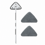 Adjustable Triangle Cleaning Mop 124-164cm Extendable Long Handle Window Squeegee Wall Washer Rotatable Head for Ceilings High Corners Wet Dry Use with 2 Microfibre Pads