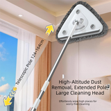 Adjustable Triangle Cleaning Mop 150cm Long Handle Window Squeegee Wall Washer Rotatable Head for Ceilings High Corners Wet Dry Use with 2 Microfibre Pads In Australia - Darrahopens