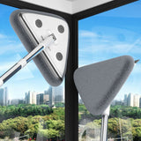 Adjustable Triangle Cleaning Mop 150cm Long Handle Window Squeegee Wall Washer Rotatable Head for Ceilings High Corners Wet Dry Use with 2 Microfibre Pads