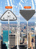 Adjustable Triangle Cleaning Mop 150cm Long Handle Window Squeegee Wall Washer Rotatable Head for Ceilings High Corners Wet Dry Use with 2 Microfibre Pads In Australia - Darrahopens