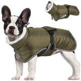 Green Dog Winter Jacket – Warm, Windproof & Waterproof Pet Coat with Fleece Lining and Reflective Strips for Cold Weather(Size: S)