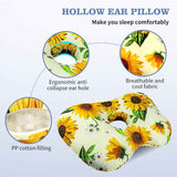 Rainbow Flower Hollow Ear Support Pillow – Adjustable Side Sleep Neck Cushion with PP Cotton Filling and Breathable Fabric