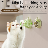 3-Pack Cat Hedgehog Lick Toys – Rotating Catnip Ball Scratcher with Adhesive Mount, ABS Self-Play Wall Toy in Green, Blue & Brown