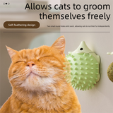 3-Pack Cat Hedgehog Lick Toys – Rotating Catnip Ball Scratcher with Adhesive Mount, ABS Self-Play Wall Toy in Green, Blue & Brown