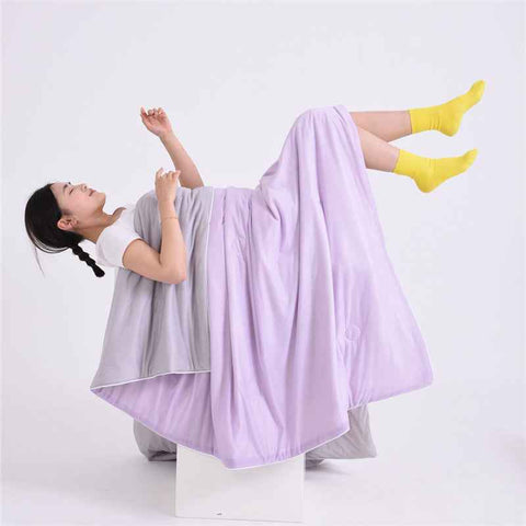 Purple and gray Cooling Summer Quilt with Ice Silk Fabric Lightweight Breathable Air Conditioner Blanket 180x220cm Soft Washable Comforter for Home Sleep Comfort