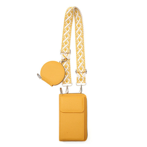 Yellow Women's Multi-Functional Crossbody Phone Bag with Detachable Coin Purse, PU Leather Shoulder Bag with Credit Card Slots, Stylish Minimalist Design for Daily Use