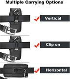 2-Pack Black Universal Heavy-Duty Nylon Belt Holster Pouch with Card Slot – Durable Oxford Cloth Waist Pack for iPhone 16 Pro Max & Android Phones – Vertical & Horizontal Carry Options (L)