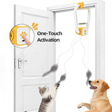 Electric Interactive Cat Teaser with Remote Control & Door Clip – Dual-Mode Swinging & Rotating Motion, Auto 15-Minute Play, Safe ABS Material, Includes 4 Tail Toys, for Cats & Small Pets