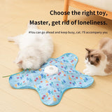 Automatic Cat Hunting Game Mat with 360° Teaser Wand, USB-C Rechargeable Interactive Pet Toy for Indoor Cats, Self-Entertainment Hide-and-Seek Play Mat, Durable Fabric & ABS Construction(Five-pointed star, beige)