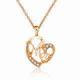 Golden MOM Heart Pendant Necklace with Rhinestones - Adjustable 47+5cm Chain, Lightweight Alloy Jewelry for Mother's Day Gift, Everyday Wear & Special Occasions - Elegant Letter Design for Women