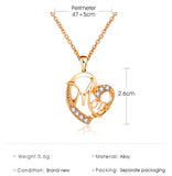 Golden MOM Heart Pendant Necklace with Rhinestones - Adjustable 47+5cm Chain, Lightweight Alloy Jewelry for Mother's Day Gift, Everyday Wear & Special Occasions - Elegant Letter Design for Women
