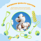 7-Piece Orange-yellow Durable Cotton Rope Dog Toy Set - Washable Knotted Ball & Tug Toys for Aggressive Chewers, Interactive Teeth Cleaning Pet Toy for Small to Medium Dogs & Cats