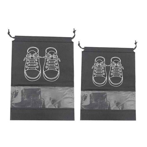 50-Pack Shoe Storage Bags - 25 Medium and 25 Large - Non-Woven Dust-Proof Travel Organiser with Transparent Window, Drawstring Closure for Business Trips, Home Wardrobe and Daily Storage