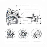 6-Pair Golden Stainless Steel Stud Earring Set - Classic 6-Prong Crown Setting with Sparkling Round Cubic Zirconia in Multiple Sizes - Durable Skin-Friendly Jewelry for Daily Wear and Stacking