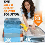 Nine Vacuum Storage Bags Set with Hand Pump - Space Saving Compression Bags for Travel & Wardrobe Organization