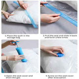 6-Piece Vacuum Storage Bags Set with Hand Pump - Multi-Size Space Saver for Quilts, Clothes & Duvets