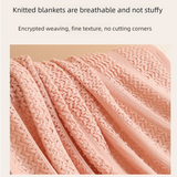 Yellow Elegant Openwork Knitted Throw Blanket with Tassels - 127x180cm Large Decorative Soft Sofa Blanket for Living Room & Bedroom - Breathable Cozy Cover for Travel & Office Nap