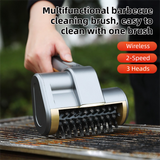 3-in-1 Gold Cordless Electric Grill Cleaner Built-in LED & USB Charging - Waterproof High Power BBQ Cleaning Brush with 2-Speed Setting