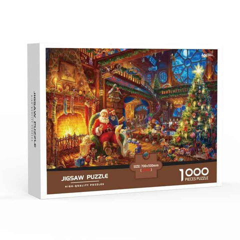 1000-Piece Large Jigsaw Puzzles with 70x50CM Display (Santa Claus Theme) - 6 LetterAlphabetical Zone Partitioning, Stress-Relief Educational Toy for Teens & Adults