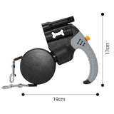 Black and Grey One-to-Two Retractable Dog Leash with One-Click Safety Lock & Night Light - 3M Tangle-Free 360° Rotation Walking Leash